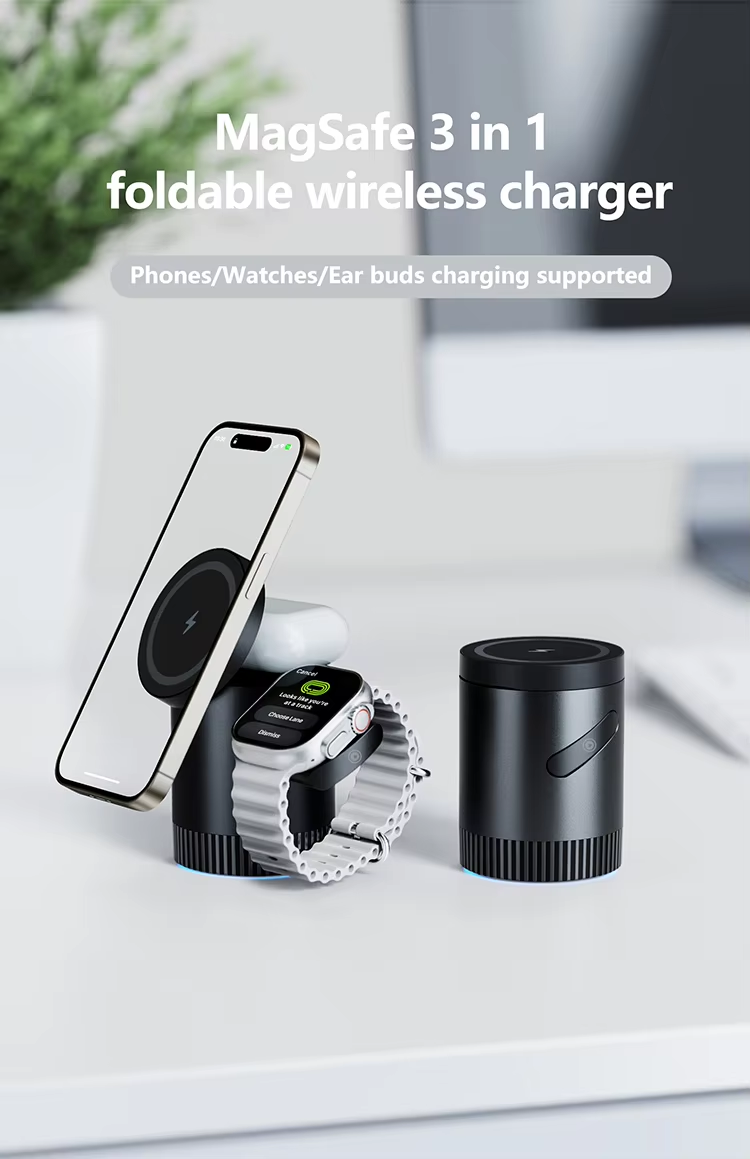 3 in 1 Folding magnetic wireless charger