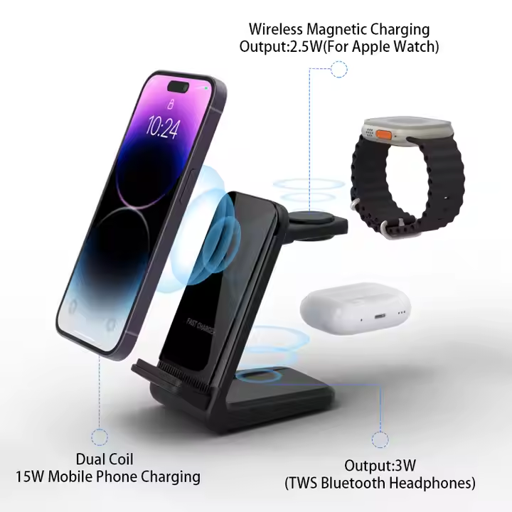  New Type Fast Charging 3 in 1 Wireless Charger